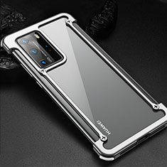 Luxury Aluminum Metal Frame Cover Case N01 for Huawei P40 Pro Silver