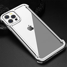 Luxury Aluminum Metal Frame Cover Case N04 for Apple iPhone 12 Pro Silver