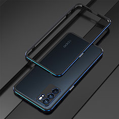 Luxury Aluminum Metal Frame Cover Case S01 for Oppo Reno6 5G Blue and Black