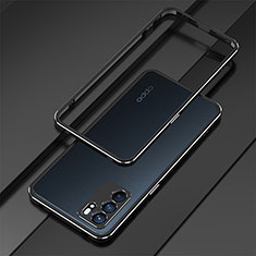 Luxury Aluminum Metal Frame Cover Case S01 for Oppo Reno6 5G Silver and Black