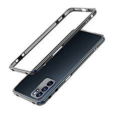 Luxury Aluminum Metal Frame Cover Case S01 for Oppo Reno6 Pro 5G India Blue and Black