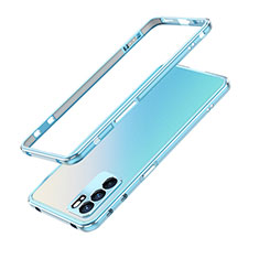 Luxury Aluminum Metal Frame Cover Case S01 for Oppo Reno6 Pro 5G India Sky Blue