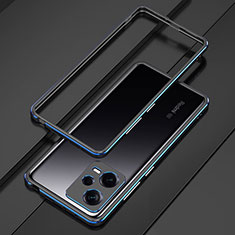 Luxury Aluminum Metal Frame Cover Case S01 for Xiaomi Redmi Note 12 5G Blue and Black
