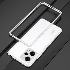 Luxury Aluminum Metal Frame Cover Case S01 for Xiaomi Redmi Note 12 5G Silver