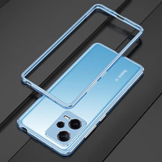 Luxury Aluminum Metal Frame Cover Case S01 for Xiaomi Redmi Note 12 5G Silver and Blue