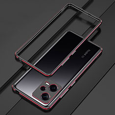 Luxury Aluminum Metal Frame Cover Case S01 for Xiaomi Redmi Note 12 Pro 5G Red and Black