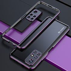 Luxury Aluminum Metal Frame Cover Case S02 for Xiaomi Poco M4 Pro 5G Purple