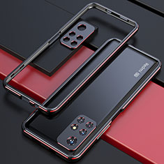 Luxury Aluminum Metal Frame Cover Case S02 for Xiaomi Redmi Note 11S 5G Red and Black