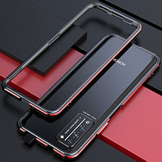 Luxury Aluminum Metal Frame Cover Case T01 for Huawei Honor X10 5G Red and Black