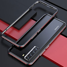 Luxury Aluminum Metal Frame Cover Case T01 for Huawei Nova 7 SE 5G Red and Black