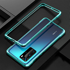 Luxury Aluminum Metal Frame Cover Case T01 for Huawei P40 Pro Cyan