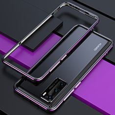 Luxury Aluminum Metal Frame Cover Case T01 for Huawei P40 Purple