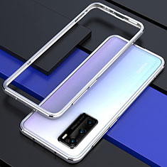 Luxury Aluminum Metal Frame Cover Case T01 for Huawei P40 Silver
