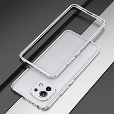 Luxury Aluminum Metal Frame Cover Case T01 for Xiaomi Mi 11 Lite 4G Silver