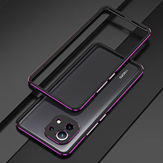 Luxury Aluminum Metal Frame Cover Case T01 for Xiaomi Mi 11 Lite 5G NE Purple