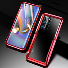 Luxury Aluminum Metal Frame Cover Case T02 for Huawei P40 Pro Red