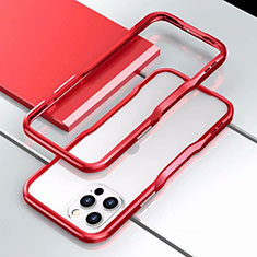 Luxury Aluminum Metal Frame Cover Case T03 for Apple iPhone 12 Pro Max Red