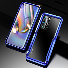 Luxury Aluminum Metal Frame Cover Case T03 for Huawei P40 Blue