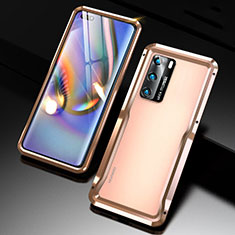 Luxury Aluminum Metal Frame Cover Case T03 for Huawei P40 Gold