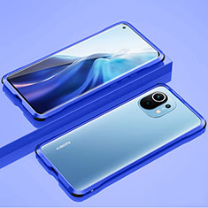 Luxury Aluminum Metal Frame Cover Case T03 for Xiaomi Mi 11 Lite 4G Blue
