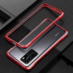 Luxury Aluminum Metal Frame Cover Case T04 for Huawei P40 Red