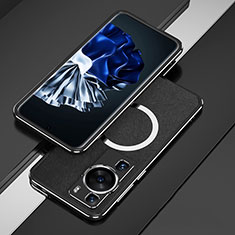 Luxury Aluminum Metal Frame Cover Case with Mag-Safe Magnetic for Huawei P60 Black