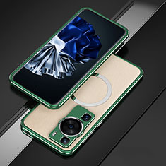 Luxury Aluminum Metal Frame Cover Case with Mag-Safe Magnetic for Huawei P60 Green