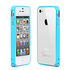Luxury Aluminum Metal Frame Cover for Apple iPhone 4 Sky Blue
