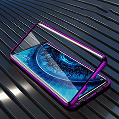 Luxury Aluminum Metal Frame Mirror Cover Case 360 Degrees A01 for Oppo Find X2 Pro Purple