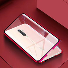 Luxury Aluminum Metal Frame Mirror Cover Case 360 Degrees C01 for Oppo Reno2 Red