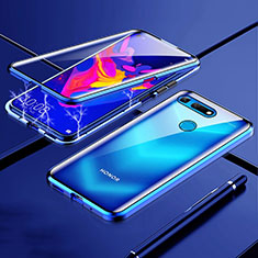 Luxury Aluminum Metal Frame Mirror Cover Case 360 Degrees F02 for Huawei Honor V20 Blue