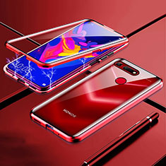 Luxury Aluminum Metal Frame Mirror Cover Case 360 Degrees F02 for Huawei Honor V20 Red