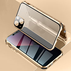 Luxury Aluminum Metal Frame Mirror Cover Case 360 Degrees for Apple iPhone 13 Gold