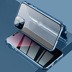 Luxury Aluminum Metal Frame Mirror Cover Case 360 Degrees for Apple iPhone 13 Mini Blue