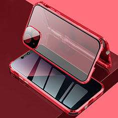 Luxury Aluminum Metal Frame Mirror Cover Case 360 Degrees for Apple iPhone 13 Mini Red