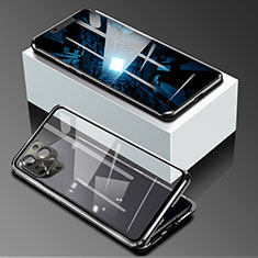 Luxury Aluminum Metal Frame Mirror Cover Case 360 Degrees for Apple iPhone 13 Pro Black