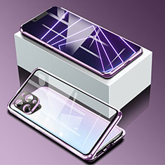 Luxury Aluminum Metal Frame Mirror Cover Case 360 Degrees for Apple iPhone 13 Pro Purple