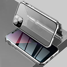 Luxury Aluminum Metal Frame Mirror Cover Case 360 Degrees for Apple iPhone 13 Silver