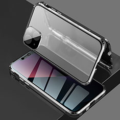 Luxury Aluminum Metal Frame Mirror Cover Case 360 Degrees for Apple iPhone 14 Plus Black