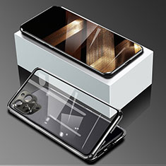 Luxury Aluminum Metal Frame Mirror Cover Case 360 Degrees for Apple iPhone 14 Pro Black
