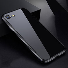 Luxury Aluminum Metal Frame Mirror Cover Case 360 Degrees for Apple iPhone 8 Black