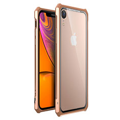 Luxury Aluminum Metal Frame Mirror Cover Case 360 Degrees for Apple iPhone XR Gold