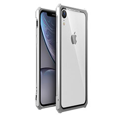 Luxury Aluminum Metal Frame Mirror Cover Case 360 Degrees for Apple iPhone XR Silver