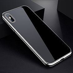 Luxury Aluminum Metal Frame Mirror Cover Case 360 Degrees for Apple iPhone Xs Silver