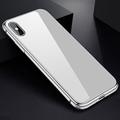 Luxury Aluminum Metal Frame Mirror Cover Case 360 Degrees for Apple iPhone Xs White