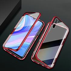 Luxury Aluminum Metal Frame Mirror Cover Case 360 Degrees for Huawei Enjoy 10S Red