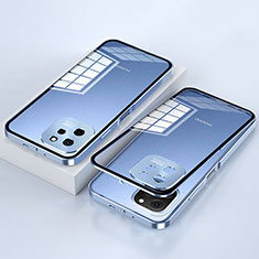 Luxury Aluminum Metal Frame Mirror Cover Case 360 Degrees for Huawei Enjoy 50z Blue