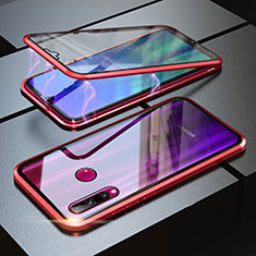 Luxury Aluminum Metal Frame Mirror Cover Case 360 Degrees for Huawei Enjoy 9s Red