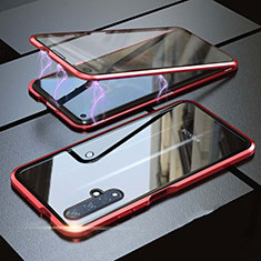 Luxury Aluminum Metal Frame Mirror Cover Case 360 Degrees for Huawei Honor 20 Red
