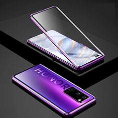 Luxury Aluminum Metal Frame Mirror Cover Case 360 Degrees for Huawei Honor 30 Pro+ Plus Purple